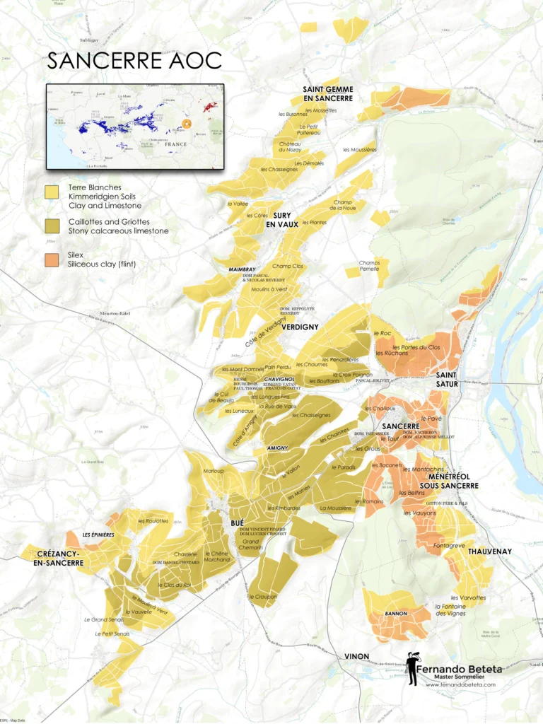 Sancerre AOC Wine map